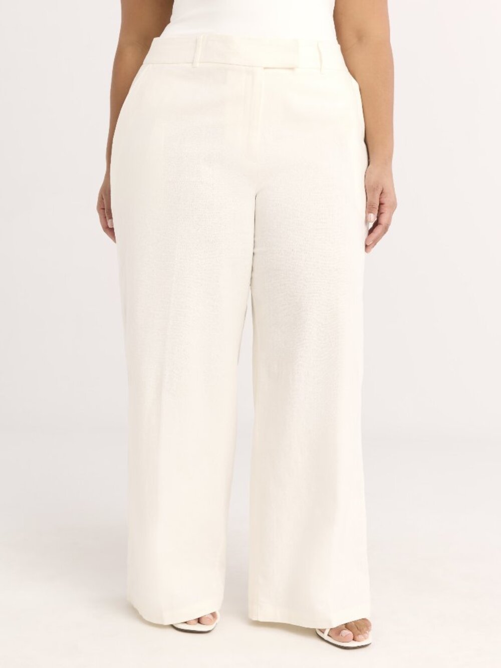 Scoop Women's and Women’s Plus Linen Blend Tailored Wide Leg Pants, Size 28W